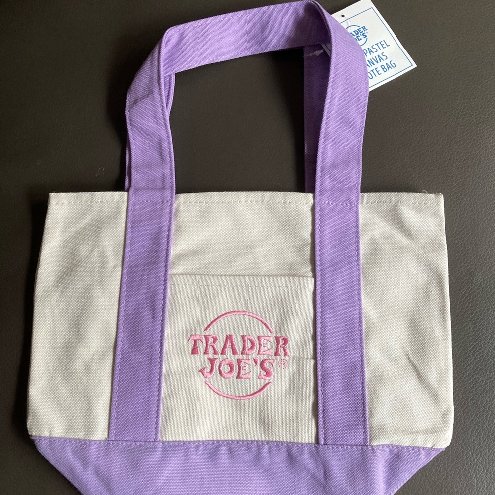 Purple and Cream Canvas Tote Bag